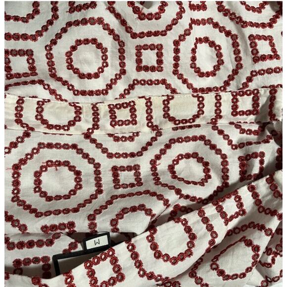 Alexis Micael Red White Eyelet Embroidered Off The Shoulder Bell Sleeve Top Med - Picture 11 of 16